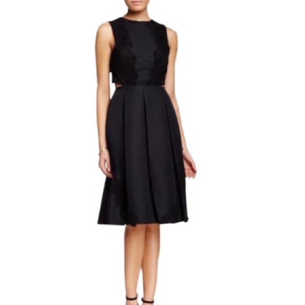 Anthropologie endless rose Cut out Black Dress lace details size Medium